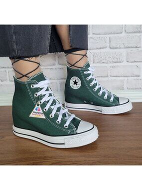 ⭐Rare Converse Chuck Taylor  Wedge Platform Hi Sz 10 Womens Shoes Green A14262C⭐